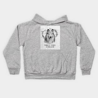 Funny Collie Design - Obey The  Collie Kids Hoodie